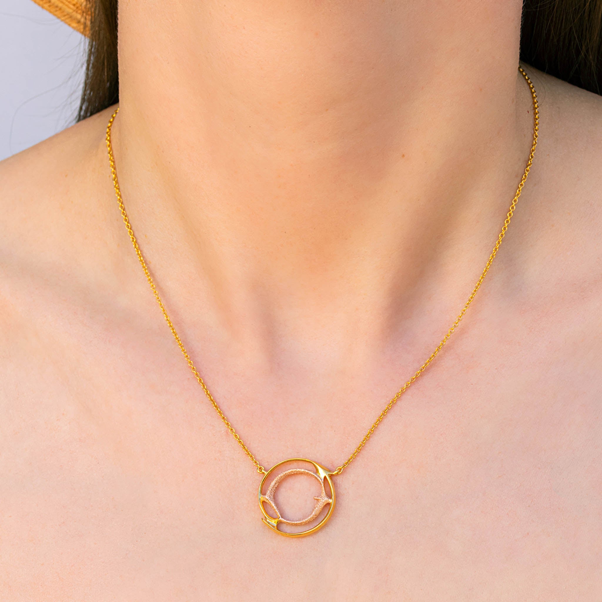 Cast Circular Pendant in Recycled Sunset Silver